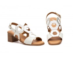 Women's Sandals Silver Leather Wooden Heel Gel Insole Buckle Closure SS-264349,95 €