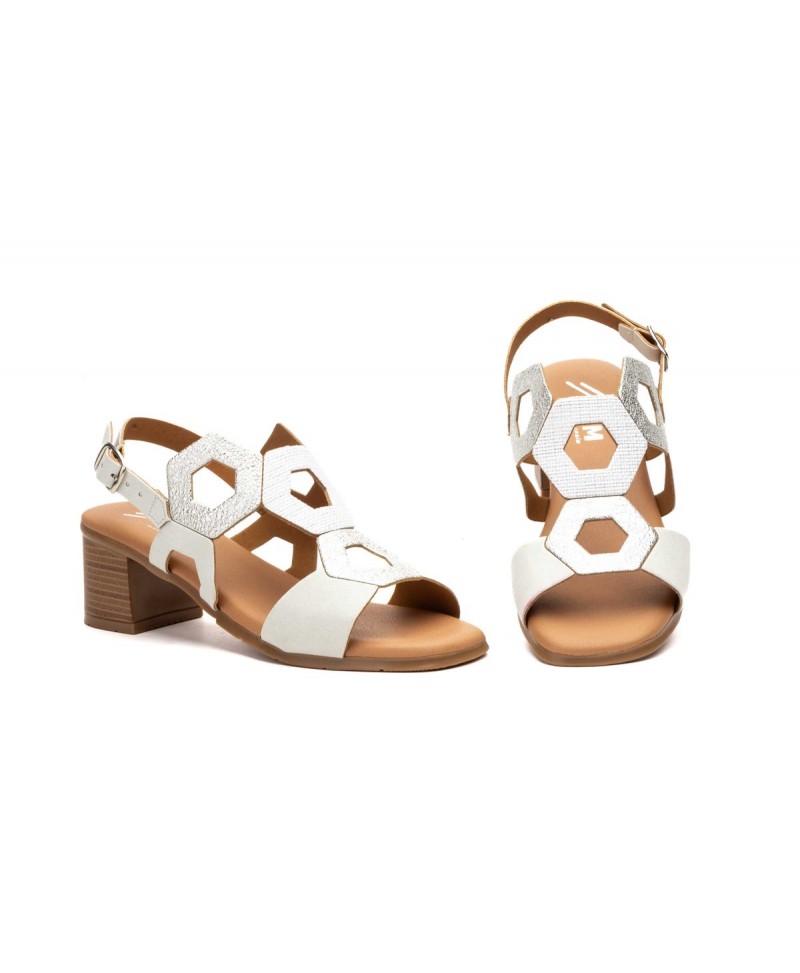 Women's Sandals Silver Leather Wooden Heel Gel Insole Buckle Closure SS-264349,95 €