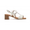 Women's Sandals Silver Leather Wooden Heel Gel Insole Buckle Closure SS-264349,95 €