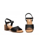 Women's Leather Sandals Cutout Wood Heel Buckle SS-606149,95 €