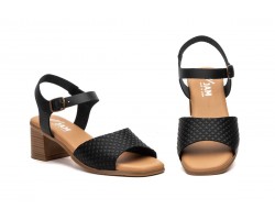 Women's Leather Sandals Cutout Wood Heel Buckle SS-606149,95 €