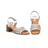 Women's Leather Sandals with Laser Engraving, Heel, Buckle & Gel Insole SS-706549,95 €