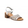 Women's Leather Sandals with Laser Engraving, Heel, Buckle & Gel Insole SS-706549,95 €