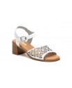 Women's Leather Sandals with Laser Engraving, Heel, Buckle & Gel Insole SS-706549,95 €