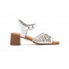 Women's Leather Sandals with Laser Engraving, Heel, Buckle & Gel Insole SS-706549,95 €