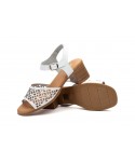 Women's Leather Sandals with Laser Engraving, Heel, Buckle & Gel Insole SS-706549,95 €