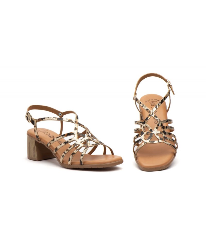 Women's Leopard Platinum Sandals with Heel Buckle Gel V-26041-154,95 €