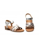 Women's Silver Leather Sandals with Buckle Gel ZAN-271344,95 €