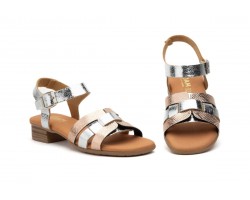 Women's Silver Leather Sandals with Buckle Gel ZAN-271344,95 €