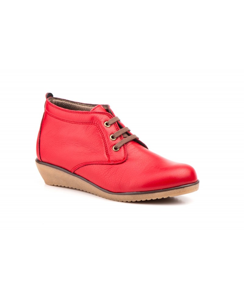 Botín Mujer Piel Marino Rojo Negro Cuero Cordones Cuña JAM-AE398 39,90 €