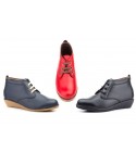 Bootie Woman Navy Leather Red Black Wedge Cords JAM-AE39839,90 €