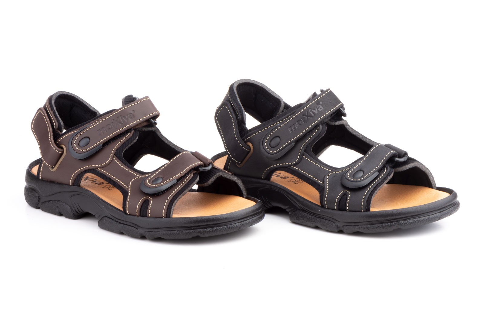 Sandalias Californianas Hombre Piel Negro Marrón