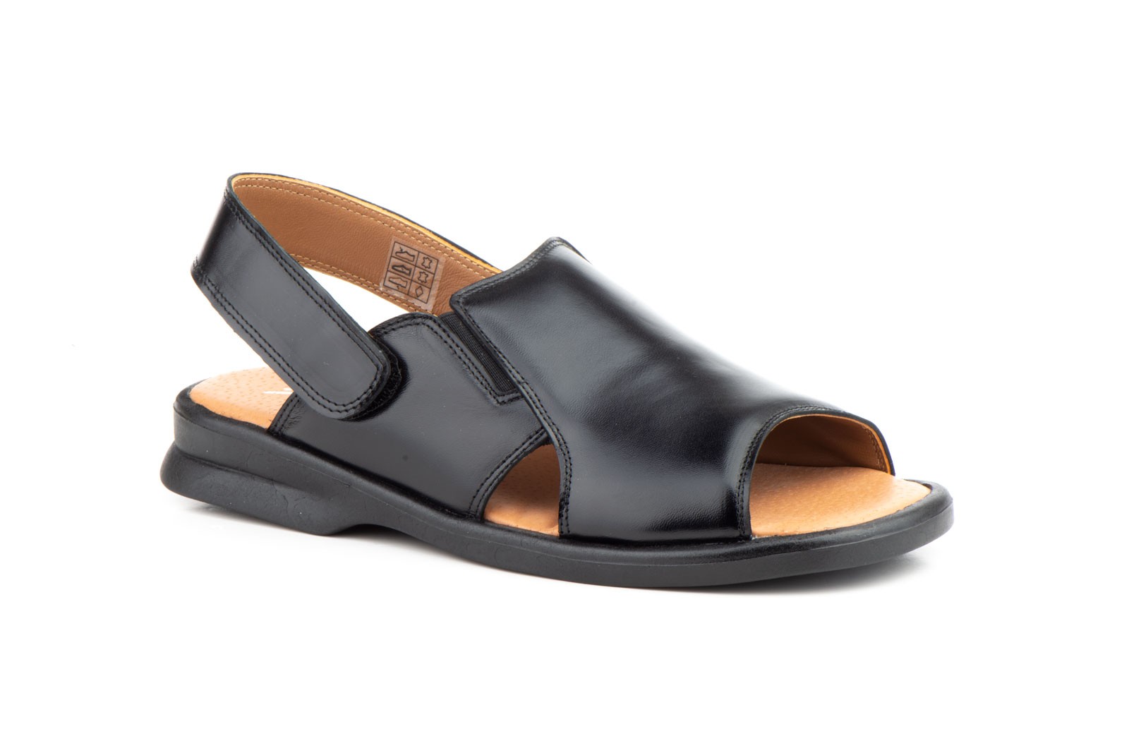 Sandalias Hombre Piel Negro Tipo Velcro Good Ib rico