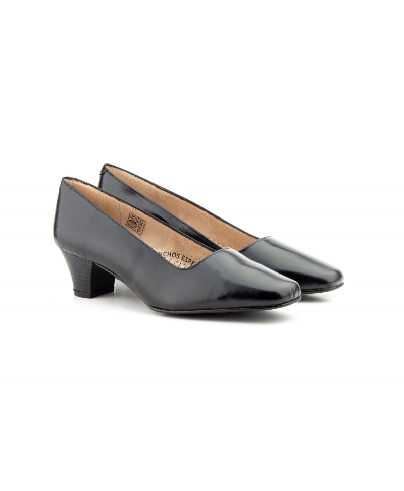 Zapatos Salón Mujer Piel Negro Tacón JAM