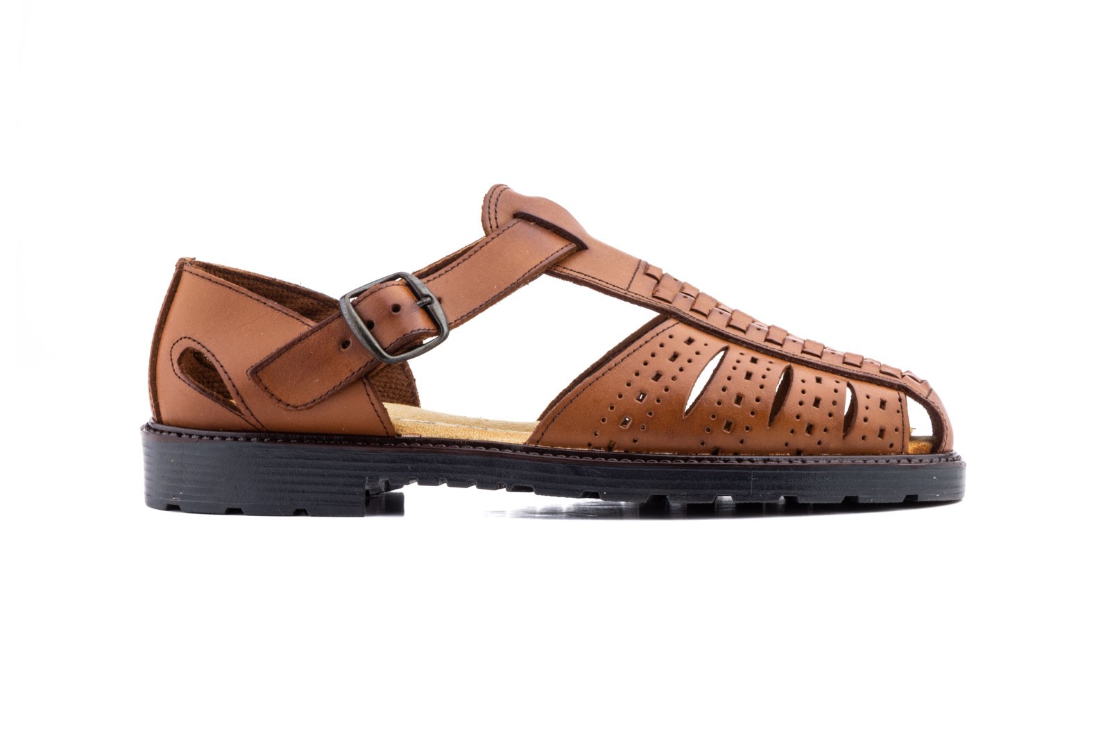 Sandalias Hombre Piel Cuero Hebilla