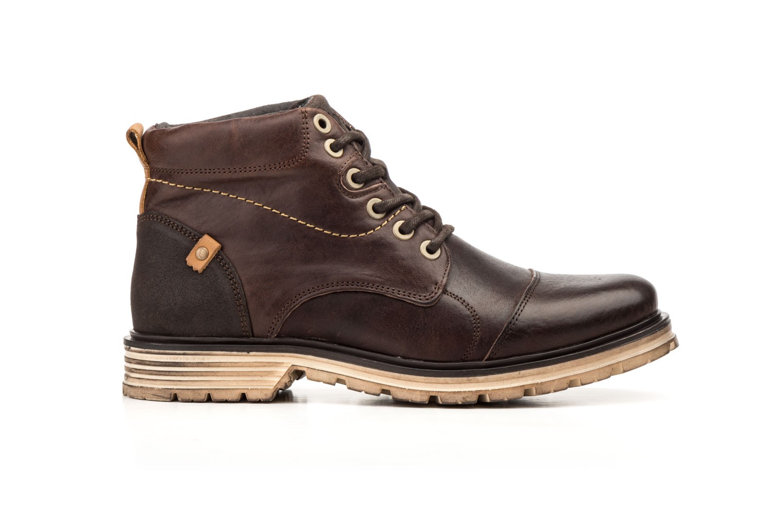 Botas para hombre tacón plano tipo cuero de invierno vintage  termicas-marrón BLWOENS