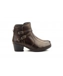 Botines de Mujer Piel Ceralín Elefante Hebillas Tacón Ancho JAM-9304 59,50 €