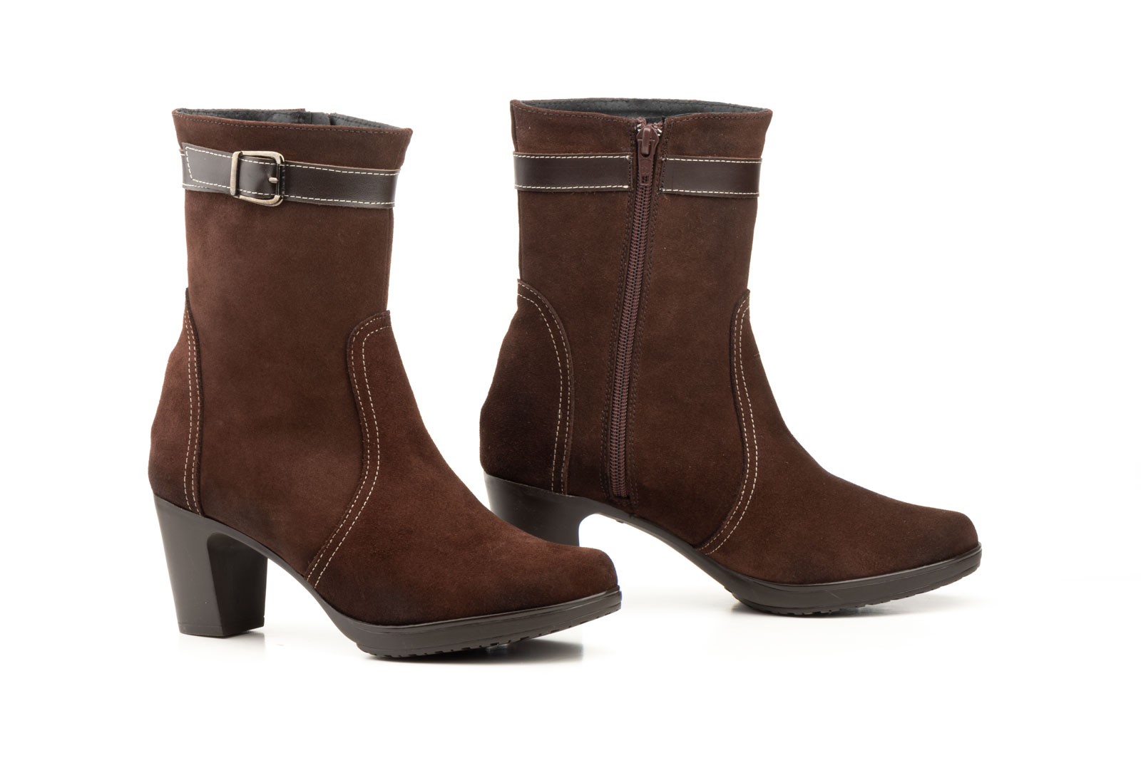 botines serraje marron mujer