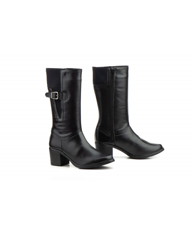 Botas Caña Media Mujer Piel Negra Elásticos JAM-9073159,50 €