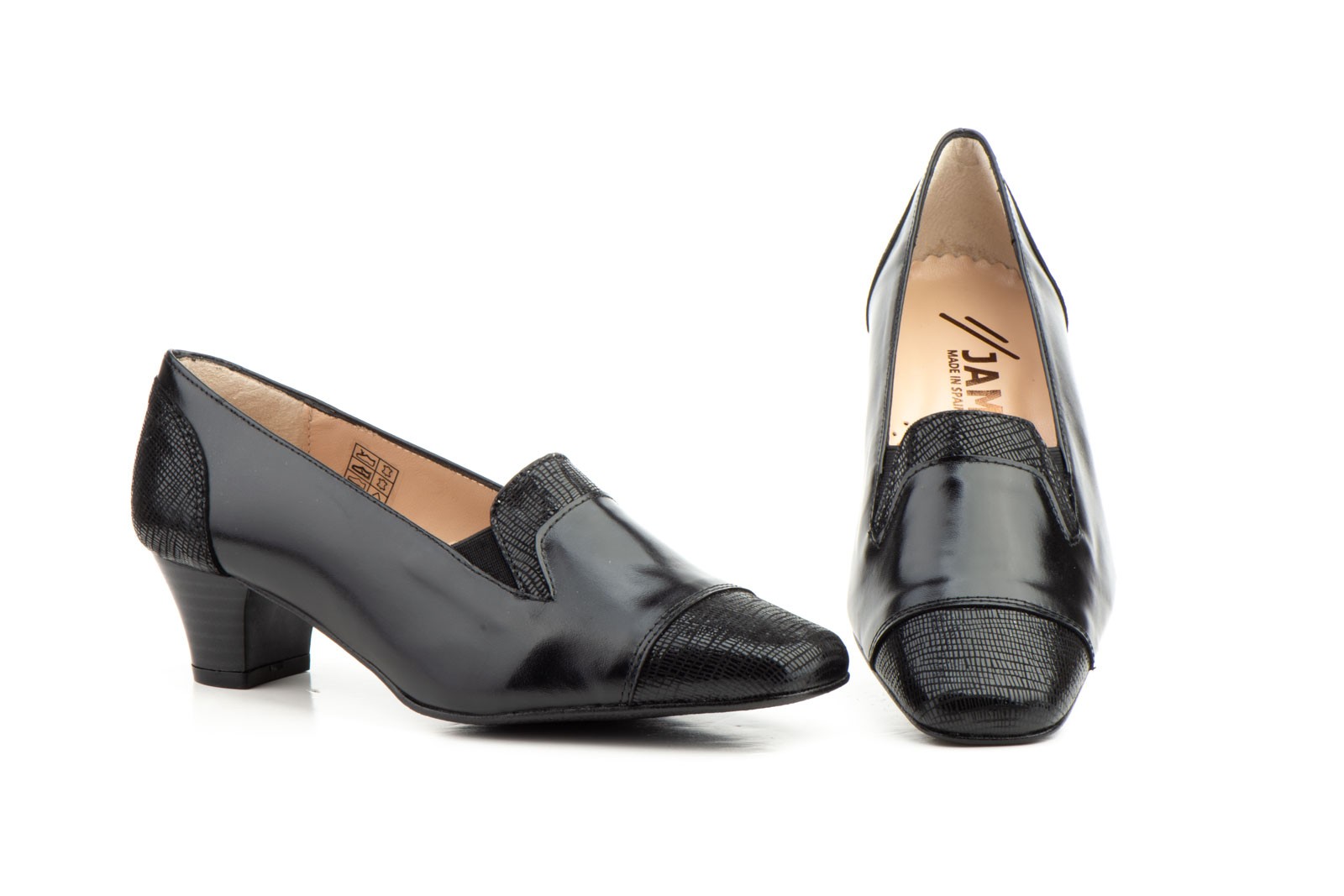 Zapatos Mujer Vestir Piel Negro Tacón