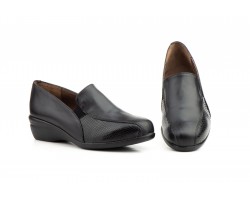 Zapatos Mocasín Mujer Piel Negro Elásticos Cuña JAM-78549,00 €