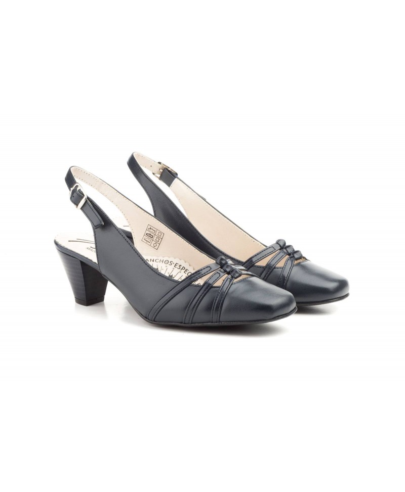 Zapatos Mujer Piel Marino Oscuro Tacón Hebilla JAM-5617 49,90 €