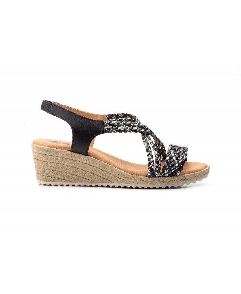 Sandalias Trenzado Negro Gel Cuña JAM