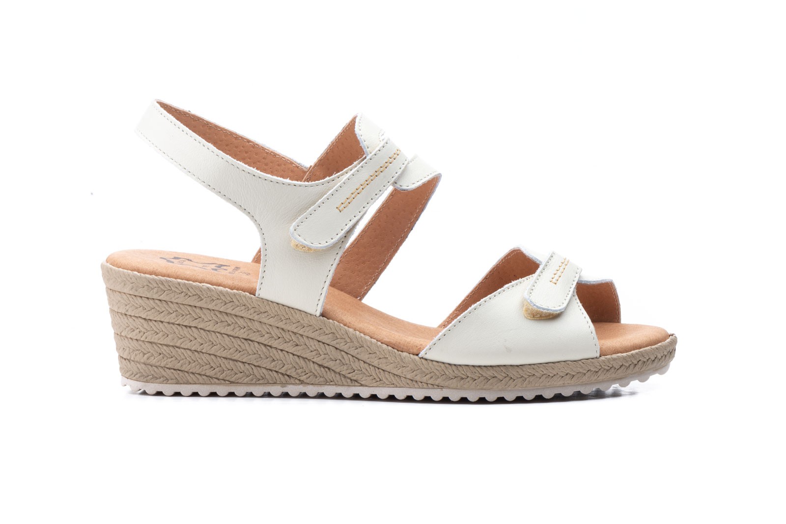 Sandalias Piel Beige Velcro Yute JAM