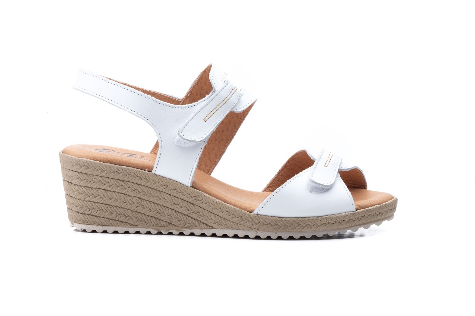 Sandalias Mujer Blanco Velcro Yute JAM