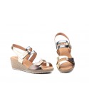 Sandalias Mujer Piel Platino Bronce Plomo Velcro Yute JAM JAM-3454 35,00 €