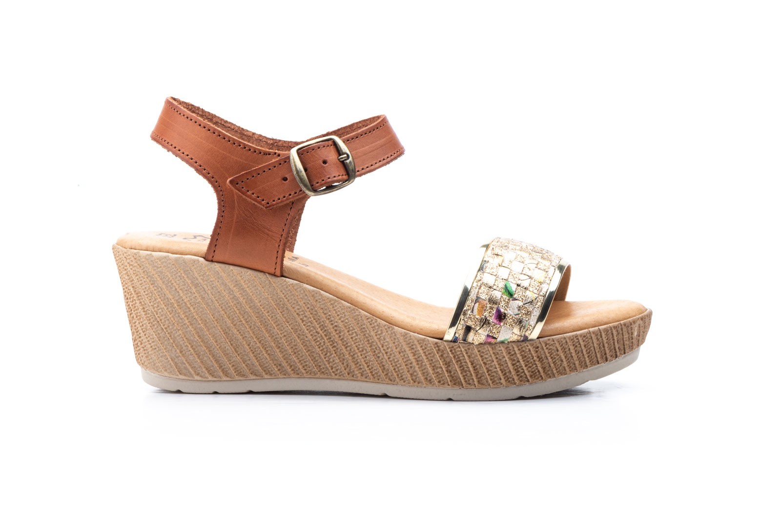 Sandalias Mujer Piel Cuero Multicolor Plataforma JAM