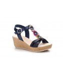 Sandalias Mujer Piel Tubular Marino Flores Cuña Limón LIMÓN-7750 39,90 €