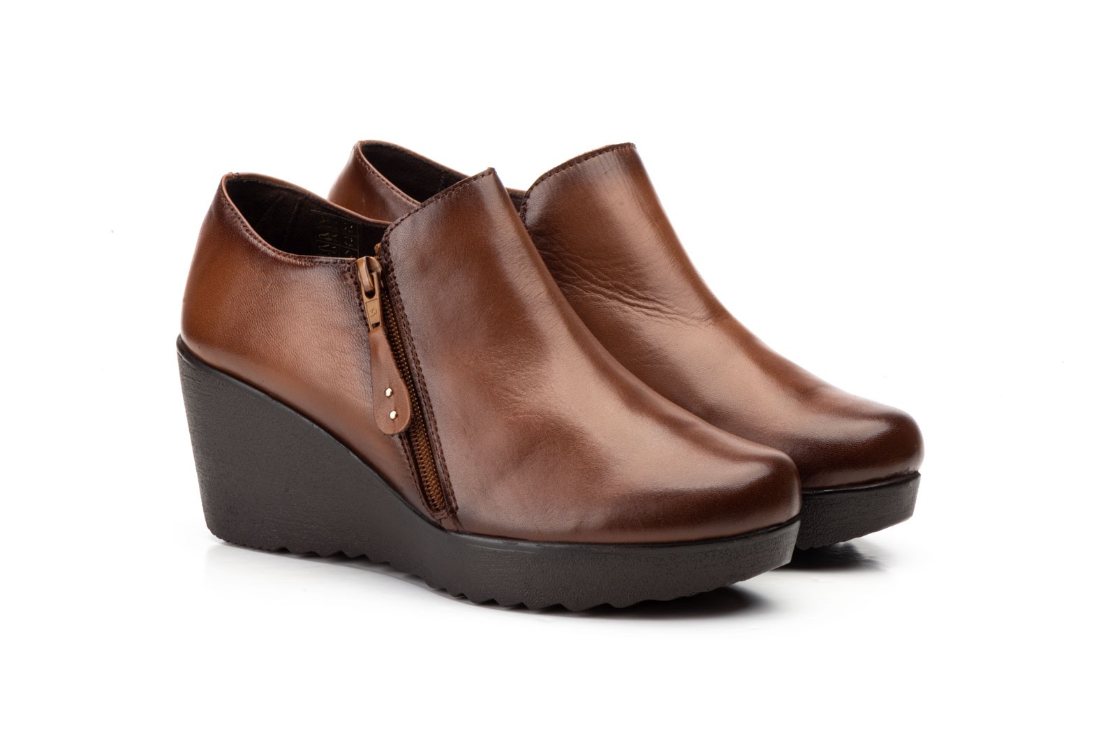 Zapatos Abotinados de Mujer con Cremallera Piel Cuero