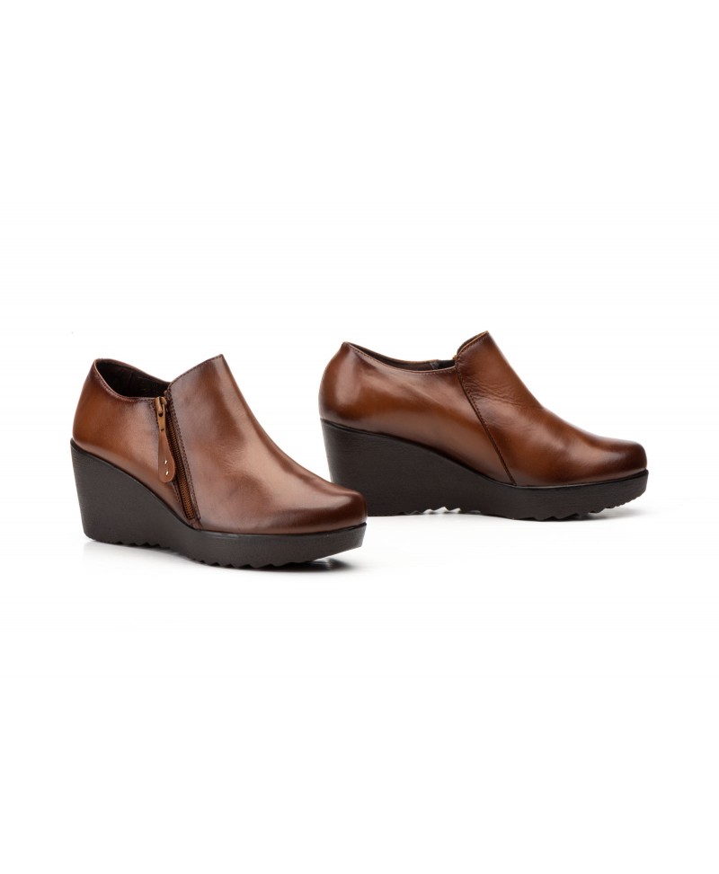 Zapatos Abotinados de Mujer con Cremallera Piel Cuero