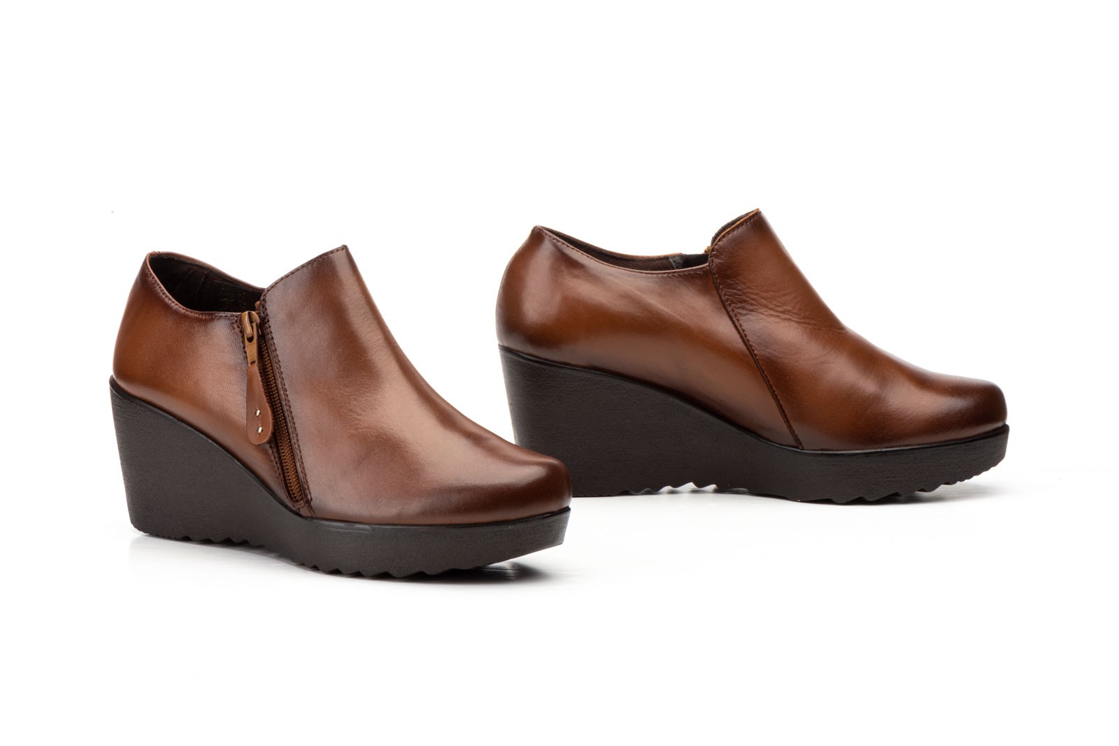 Zapatos Abotinados de Mujer con Cremallera Piel Cuero