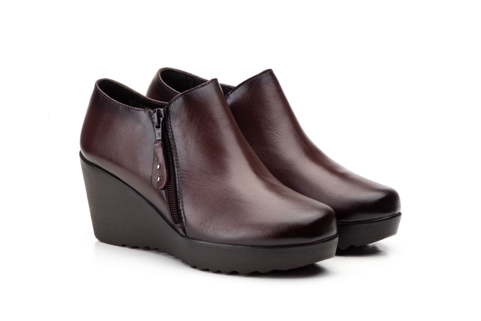 Zapatos Abotinados Mujer Piel Marrón Elásticos Tacón Plataforma - Zapatos  online hechos en España | Calzalo.com