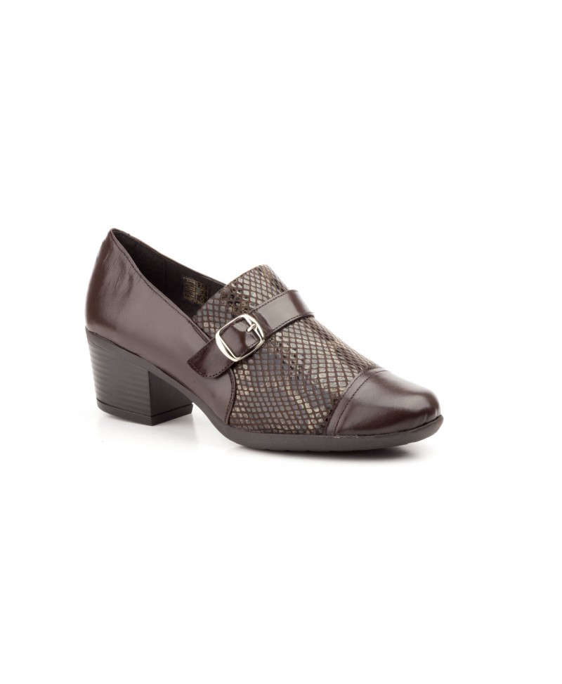 Zapatos Mujer Piel Marrón Lycra Serpiente Tacón JAM-5400 39,90 €