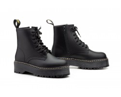 Botas Militares Mujer Piel Negro Plataforma Cordones JAM-606369,89 €