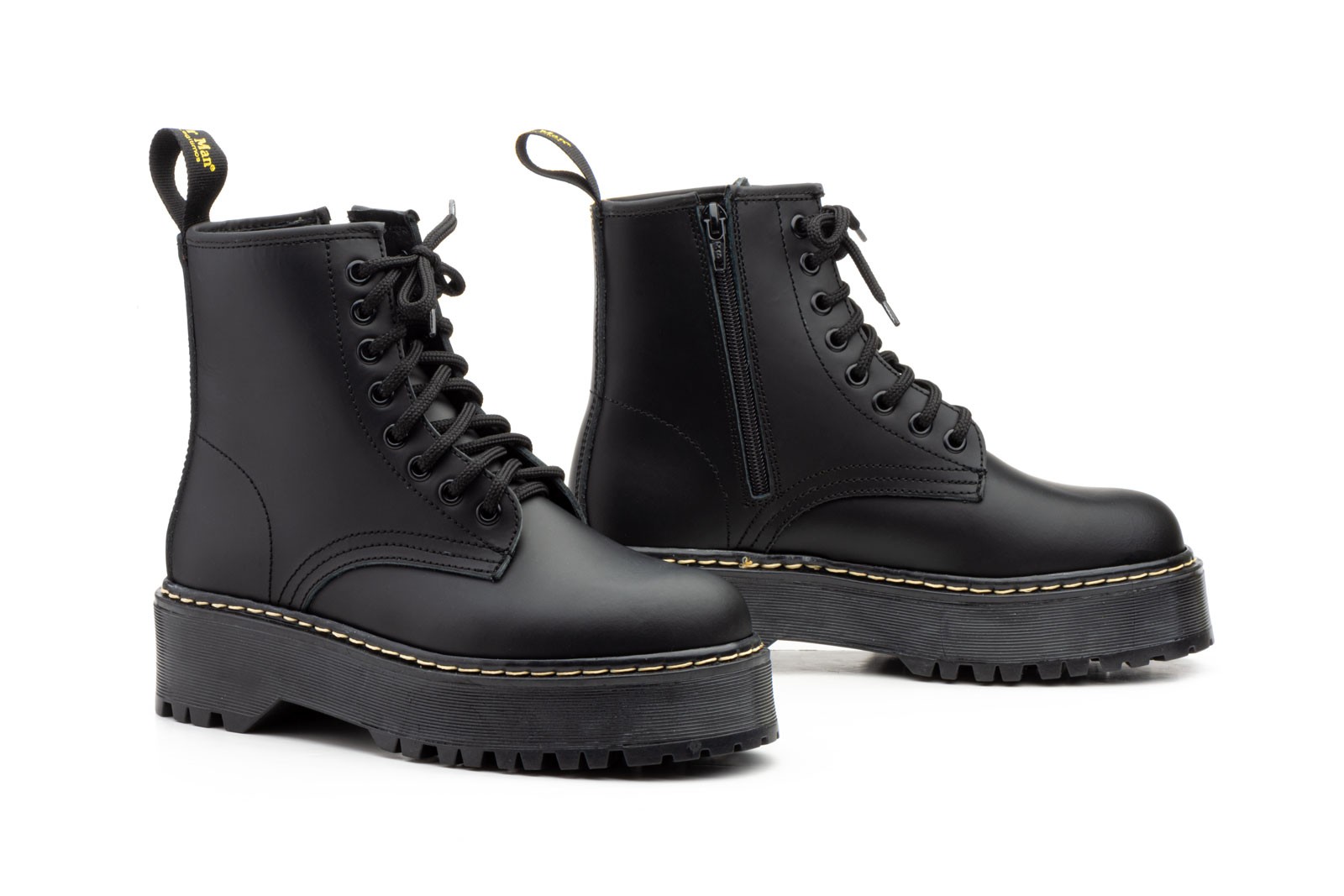 Botas Militares Mujer Negro Cordones