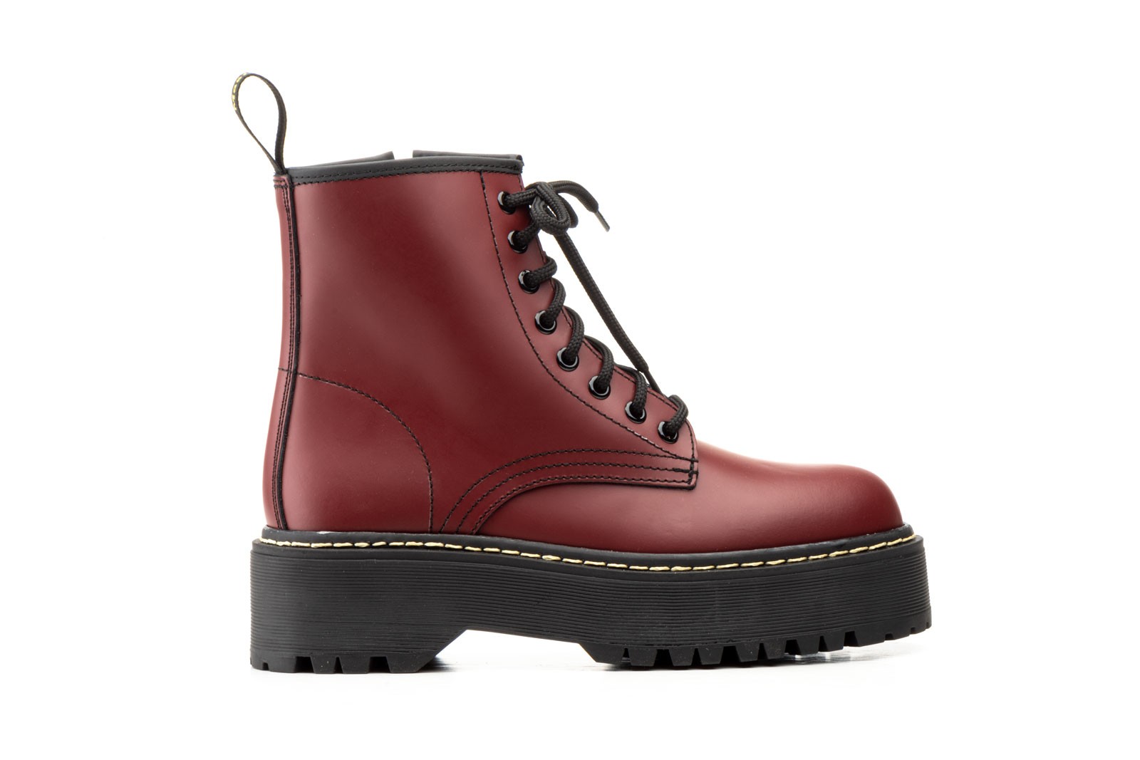 Botas Militares Mujer Burdeos Plataforma Cordones