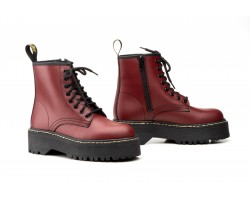 Botas Militares Mujer Piel Burdeos Plataforma Cordones JAM-6063 69,89 €