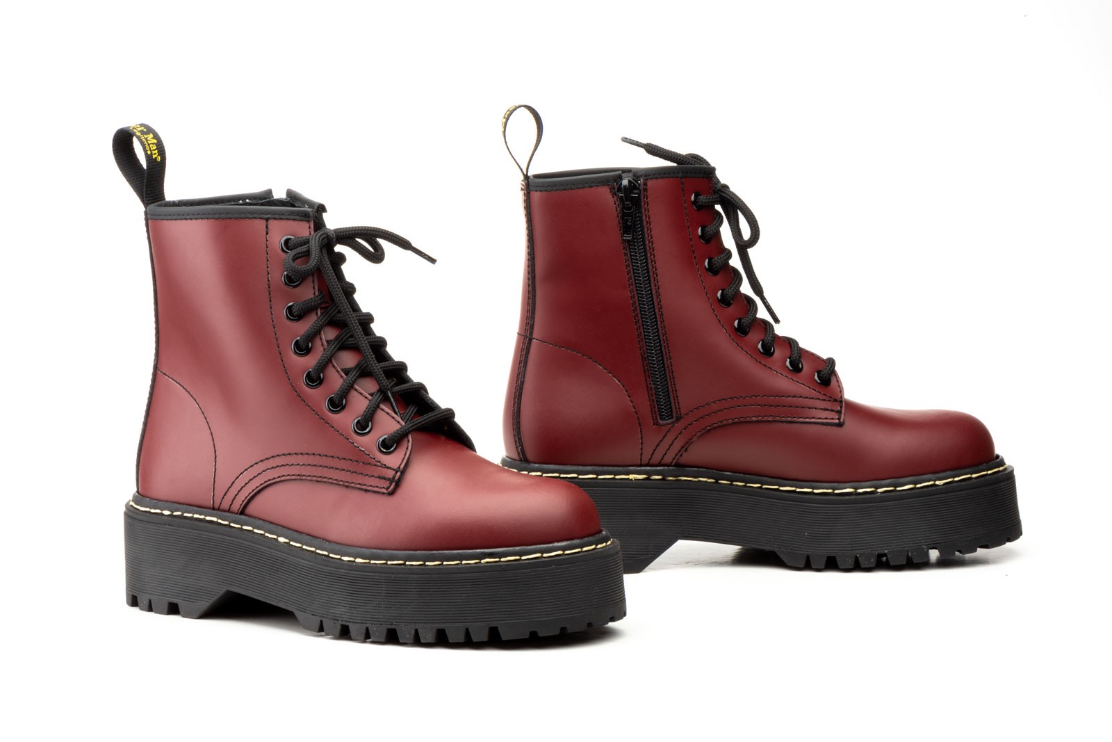 Botas Militares Piel Plataforma Cordones