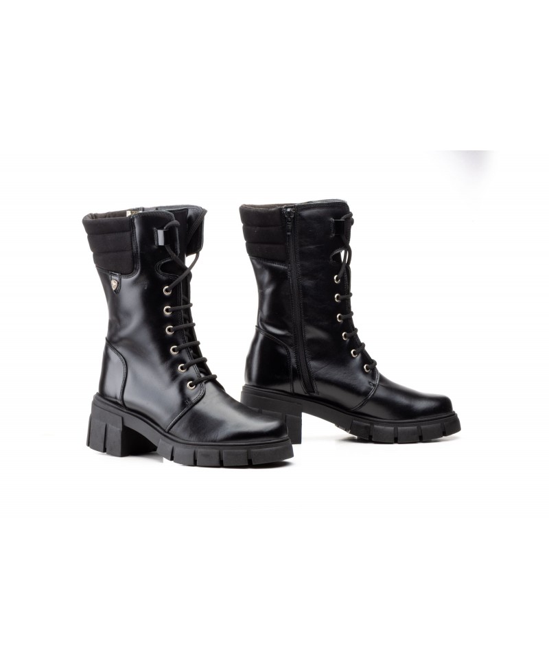 Botas Militares Mujer Piel Negro Cordones Iberico JAM-579059,50 €