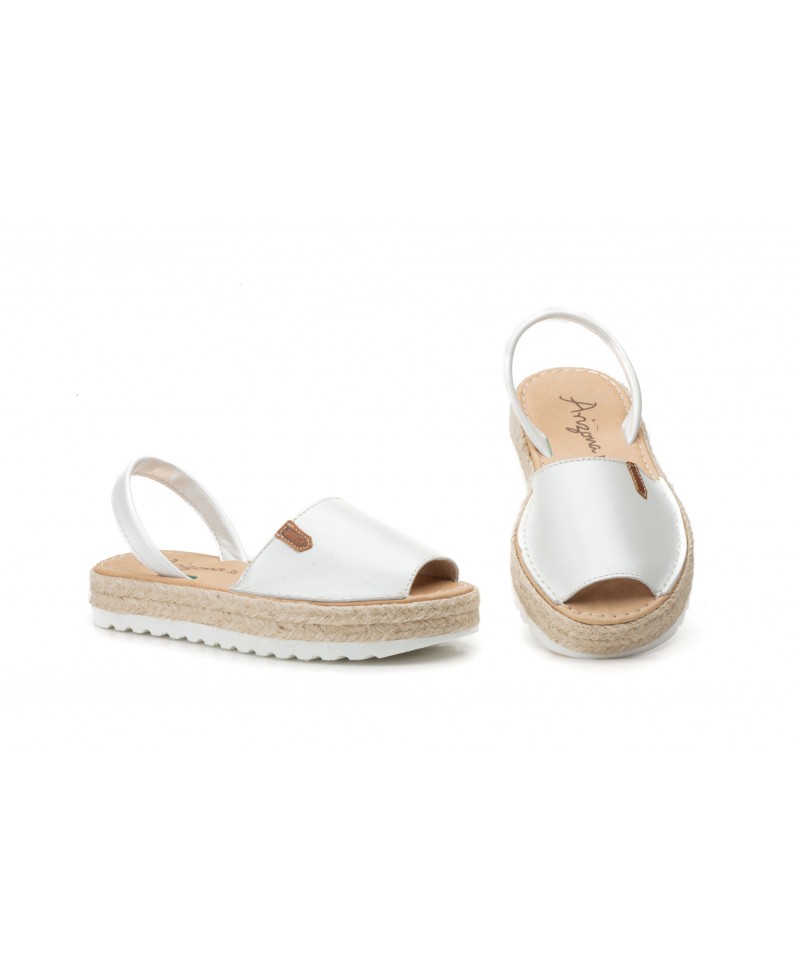 Menorquinas Mujer Piel Blanco Yute Plataforma 7066 29,90 €