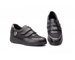 Deportivos Mujer Piel Negro Plata Velcro IB-558244,90 €