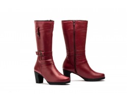 Botas Mujer Caña Piel Burdeos Tacón Hebillas JAM-1510 69,89 €