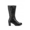 Botas Mujer Caña Piel Negro Tacón Hebillas JAM-1510