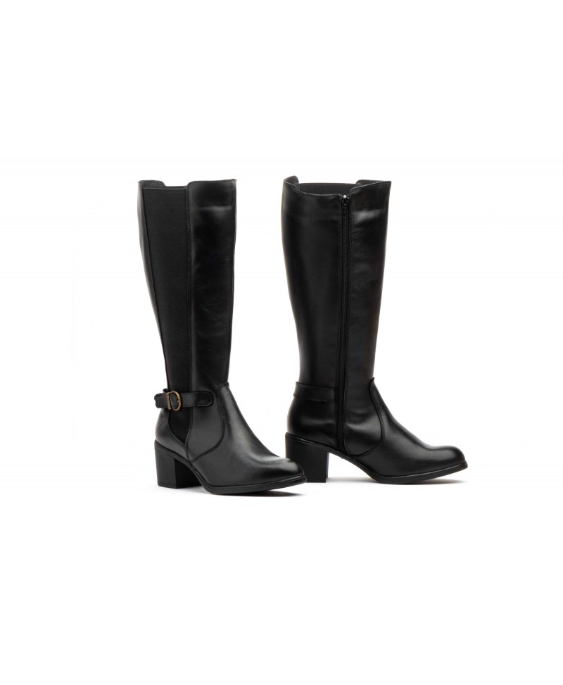 Botas Alta Mujer Piel Negra Tacón 95220 74,95 €