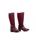 Botas Mujer Piel Burdeos Elástico Hebilla Tacón 90683 74,95 €