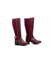 Botas Mujer Piel Burdeos Elástico Hebilla Tacón 90683 74,95 €